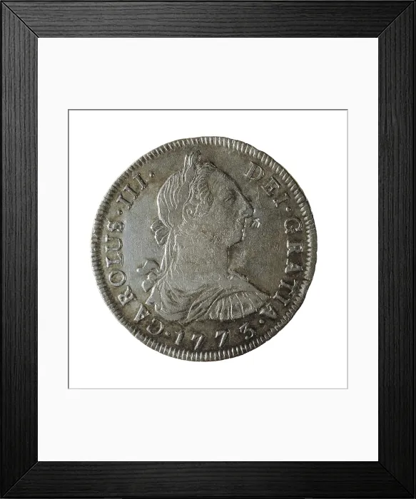 Framed Print : Potosi with the image of Charles III. Coin minted in Peru. Coin. SPAIN. Barcelona. National Art Museum of Catalonia. - P