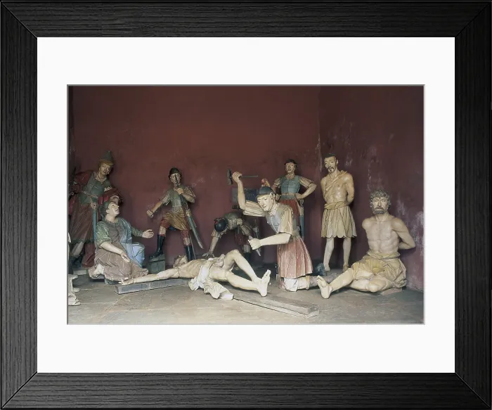 Framed Print : ALEIJADINHO, Antonio Francisco de Lisboa, also called (1738-1814). The Crucifixion. 1799. BRAZIL. Congonhas do Campo. Church of Bom Jesus do Matosinhos