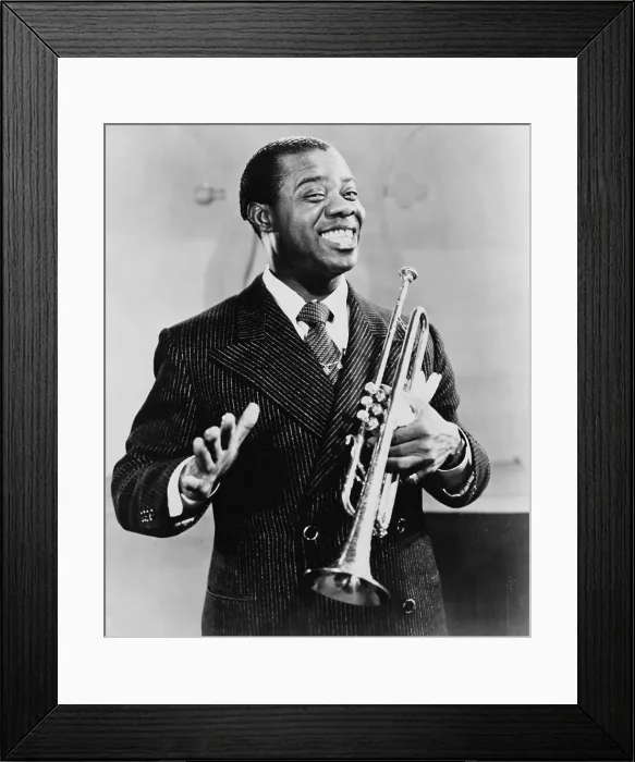 Framed Print : Louis Armstrong (1901-1971), African American Jazz musician, holding his trumpet, 1948 Framed Print : Louis Armstrong (1901-1971), African American Jazz musician, holding his trumpet, 1948