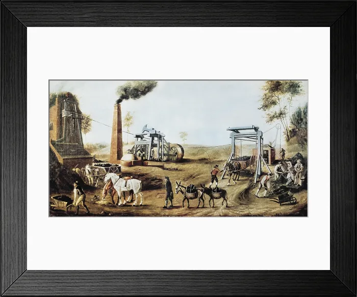 Framed Print : England (18th C.). Industrial Revolution. Explotation of a coal mine using a Newcomen's engine. Oil on canvas. UNITED KINGDOM. ENGLAND. Liverpool. Walker Art Gallery Framed Print : England (18th C.). Industrial Revolution. Explotation of a coal mine using a Newcomen's engine. Oil on canvas. UNITED KINGDOM. ENGLAND. Liverpool. Walker Art Gallery