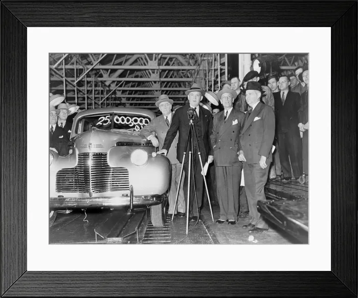 Framed Print : William S. Knudsen (1879-1948), presided over the 25, 000, 000th car to come off the General Motors had recently been named director of U.S