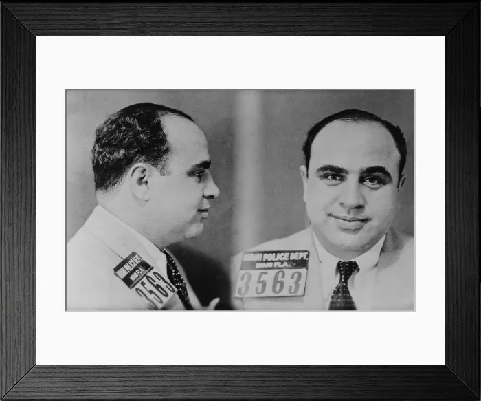 Framed Print : Al Capone (1899-1847), Prohibition era gangster boss in 1931 mug shot made by the Miami police
