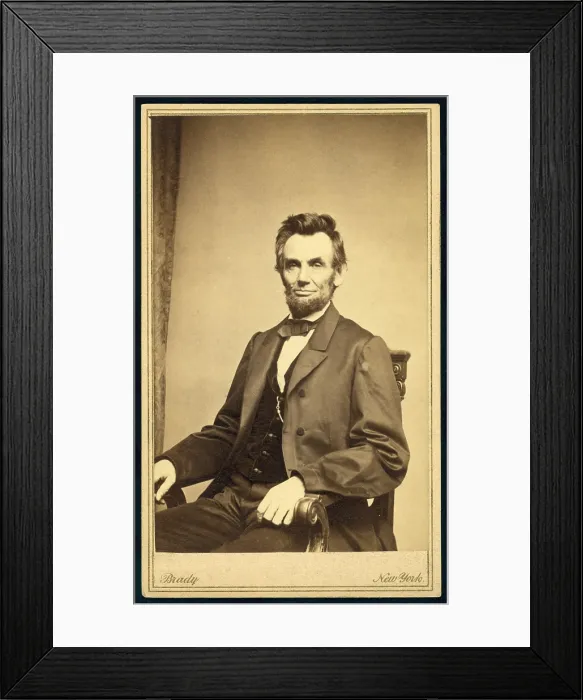 Framed Print : President Abraham Lincoln (1809-1865) seated, taken January 8, 1864 by Mathew Brady (1823-1896) Framed Print : President Abraham Lincoln (1809-1865) seated, taken January 8, 1864 by Mathew Brady (1823-1896)