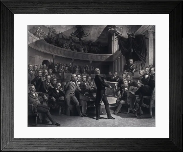 Framed Print : Henry Clay (1777-1852) addressing the U.S. Senate to with his plan, called the Compromise of 1850, which averted Civil War for ten years