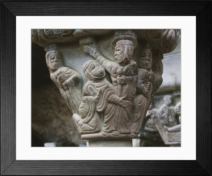 Framed Print : SPAIN. Jaca. Botaya. Monastery of San Juan de la Pea. Cloister capital with scenes from Life of Christ. Romanesque art. Relief. AISA / Everett Collection**US SALES ONLY**