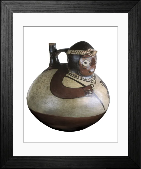 Framed Print : Jug depicting a fisherman. Nazca art. Ceramics. BELGIUM. Brussels. Royal Museums of Fine Arts of Belgium. Proc: PERU. AISA / Everett Collection**US SALES ONLY**
