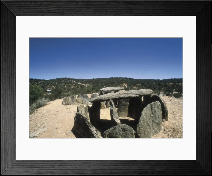 Framed Print : SPAIN. ANDALUSIA. HUELVA. Zalamea la Real. El Pozuelo Dolmens (4th-3rd mil. BC). Neolithic art. Architecture. AISA / Everett Collection**US SALES ONLY**