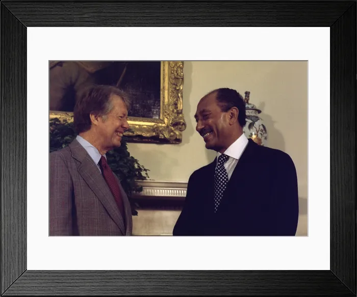 Framed Print : Jimmy Carter with Egyptian President Anwar Sadat in the White House Oval Office. April 4 1977 Framed Print : Jimmy Carter with Egyptian President Anwar Sadat in the White House Oval Office. April 4 1977