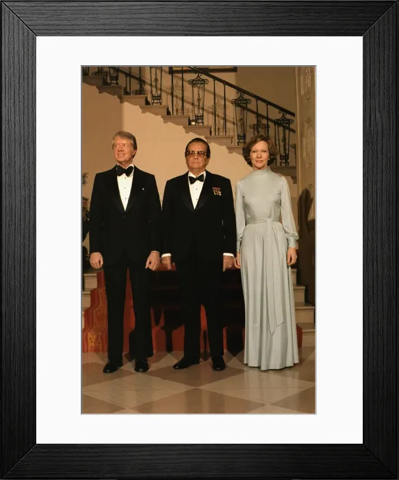 Framed Print : President and Rosalynn Carter with Yugoslav President Josip Tito 1892-1980 during his state visit. March 9 1978