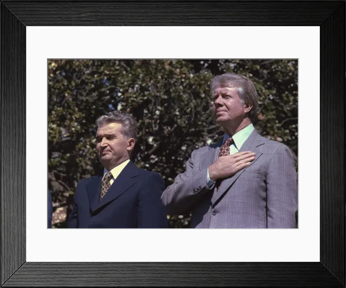 Framed Print : President of Romania Nicolae Ceausescu 1918-1989 and Jimmy Carter during arrival ceremonies for the state visit in April 2 1978 Framed Print : President of Romania Nicolae Ceausescu 1918-1989 and Jimmy Carter during arrival ceremonies for the state visit in April 2 1978