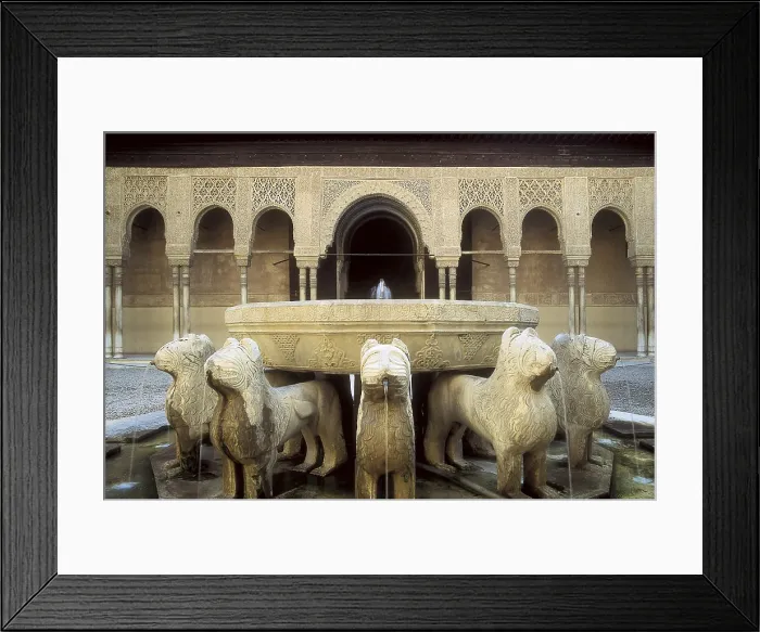 Framed Print : Alhambra. SPAIN. ANDALUSIA. Granada. Alhambra. Courtyard of the Lions. Fountain. Hispano-Moresque art. Nasrid dynasty. Architecture. AISA / Everett Collection**US SALES ONLY**