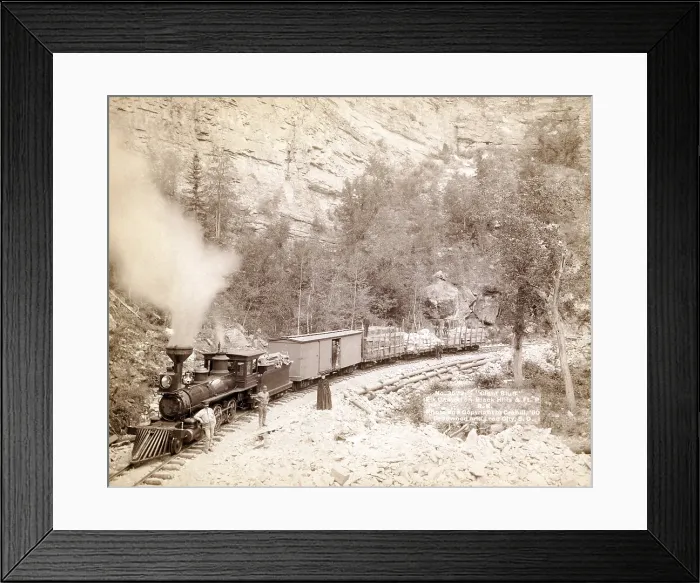 Framed Print : Giant Bluff Elk Canyon on Black Hills and Ft. P. Railroad. photo by John C. Grabill, 1890