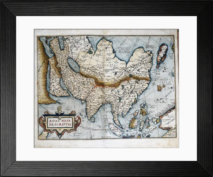 Framed Print : ORTELIUS, Abraham (1527-1598). Theatrum Orbis Terrarum. 1570. It is considered to be the first modern atlas. Map of Asia (1574). Etching. - J Framed Print : ORTELIUS, Abraham (1527-1598). Theatrum Orbis Terrarum. 1570. It is considered to be the first modern atlas. Map of Asia (1574). Etching. - J