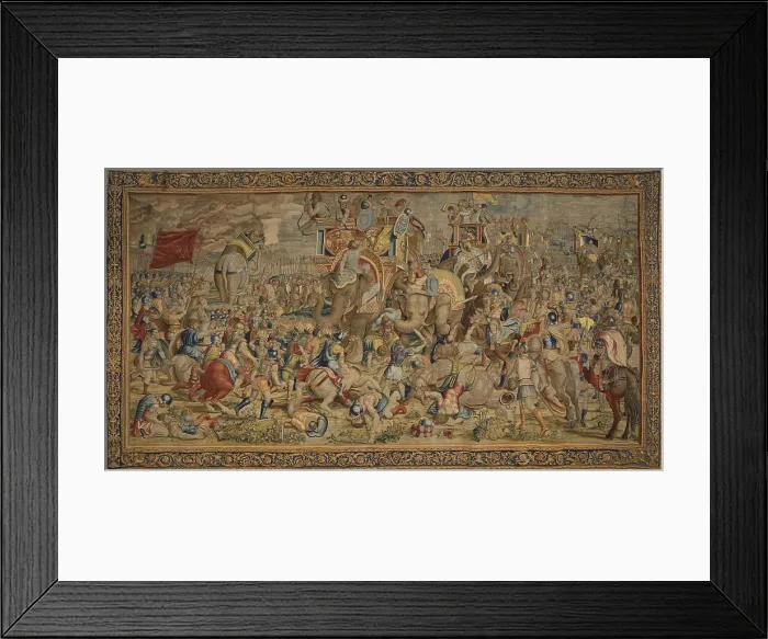 Framed Print : Battle of Zama. 16th c. SPAIN. Madrid. Royal Palace. Flemish art. Tapestry. - Paul Maeyaert / Iberfoto / Everett Collection (185247)**US SALES ONLY**