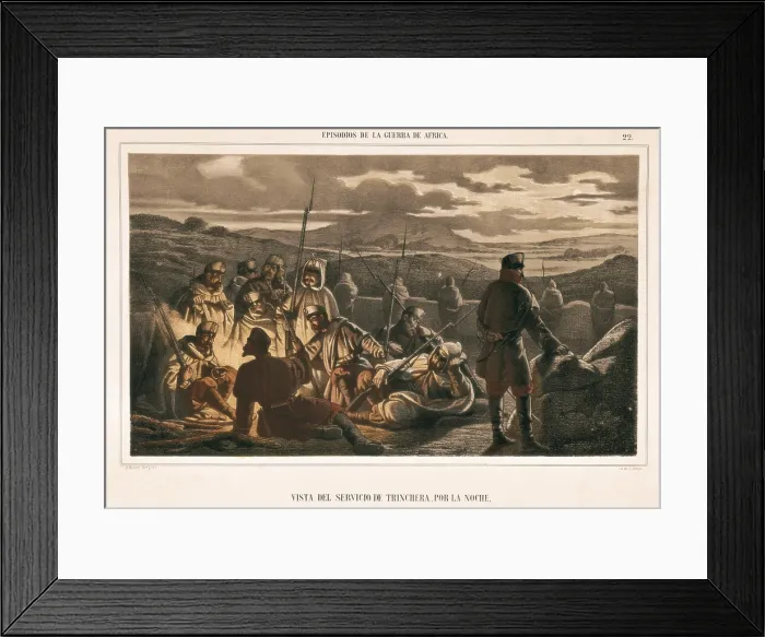 Framed Print : Spain. War of Africa (1859-1860). The trech service at night. Litography. SPAIN. Donostia. San Telmo Municipal Museum. AISA / Everett Collection**US SALES ONLY** Framed Print : Spain. War of Africa (1859-1860). The trech service at night. Litography. SPAIN. Donostia. San Telmo Municipal Museum. AISA / Everett Collection**US SALES ONLY**