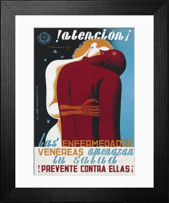 Framed Print : Spanish Civil War (1936-1939). 'Las enfermedades venreas amenazan tu salud' (Venereal illness menace your health)