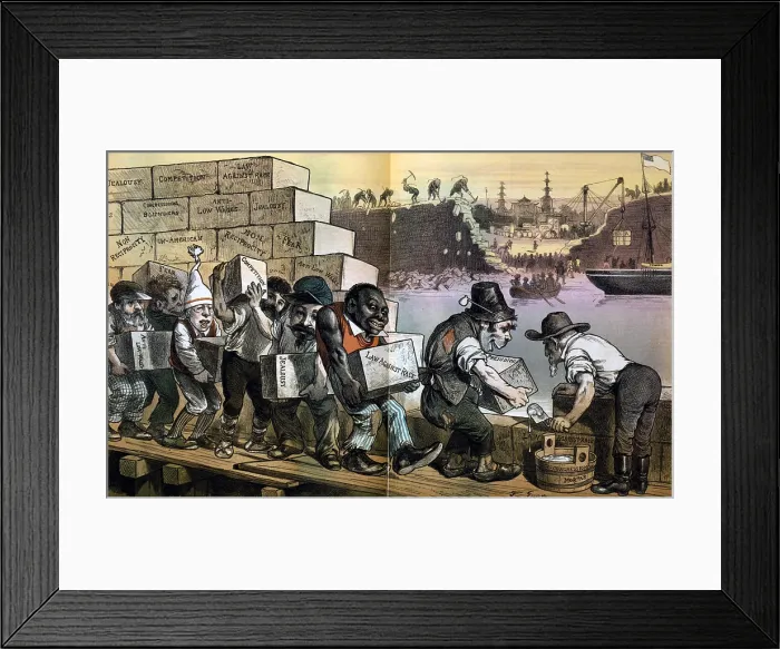 Framed Print : The anti-Chinese wall--The American wall goes up as the Chinese original goes down Framed Print : The anti-Chinese wall--The American wall goes up as the Chinese original goes down