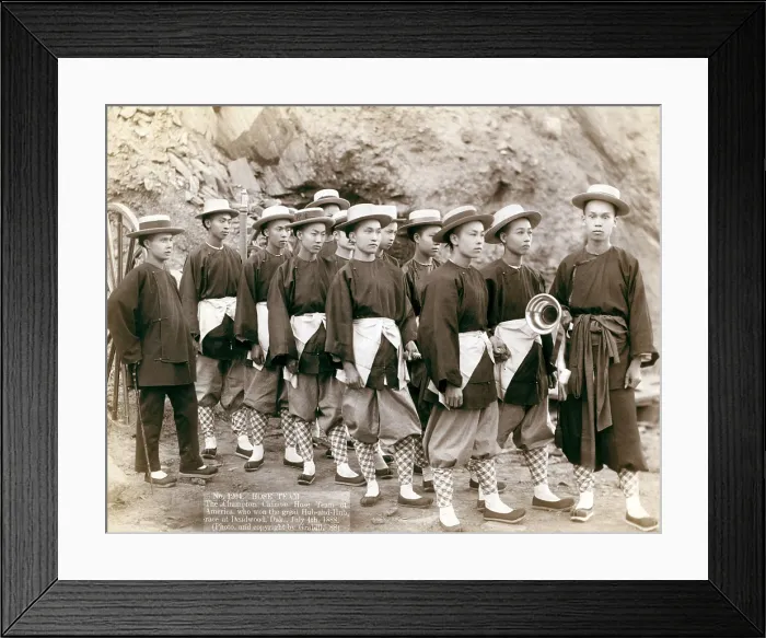Framed Print : Hose team. The champion Chinese Hose Team of America, who won the great Hub-and-Hub race at Deadwood, Dakota Territory. photo by John C. Grabill, July 4th, 1888