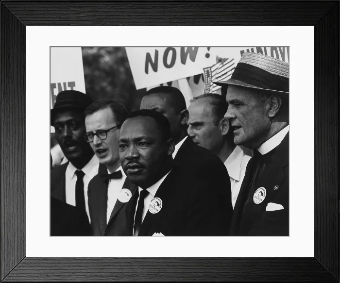 Framed Print : 1963 March on Washington. Martin Luther King and other leaders of the March singing on the steps of the Lincoln Memorial. Aug. 28, 1963
