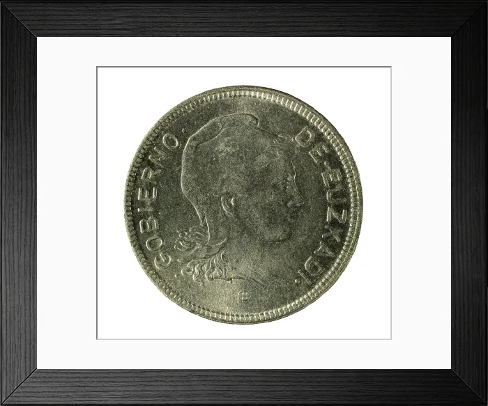Framed Print : Spain. Second Republic. Money issued by the government of the Basque Country. Coin. SPAIN. Barcelona. Numismatic Cabinet of Catalonia. AISA / Everett Collection**US SALES ONLY**