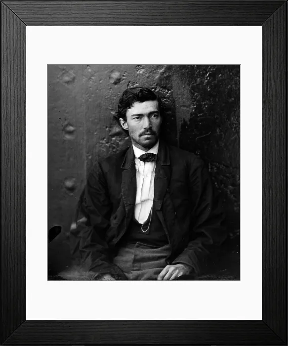 Framed Print : Samuel Arnold, a Lincoln Assassination conspirator in maniacals at the Washington Navy Yard. This photograph was taken on one of the monitors, U.S.S