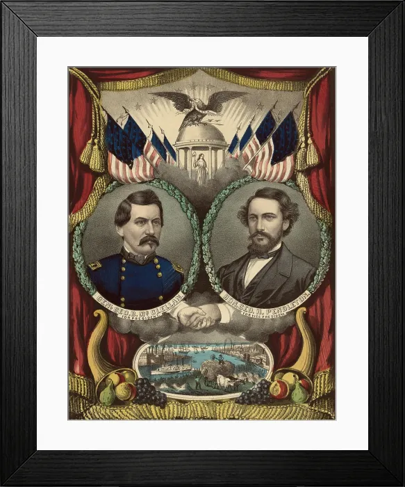 Framed Print : George McClellan (1826-1885), the Democratic candidate for president in 1864, ran on a platform of peace and national reconciliation Framed Print : George McClellan (1826-1885), the Democratic candidate for president in 1864, ran on a platform of peace and national reconciliation