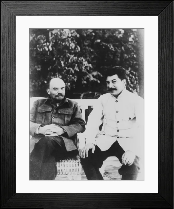 Framed Print : Joseph Stalin (1879-1953) and Vladimir Ilyich Lenin (1870-1924). Lenin was succeeded by Stalin, who consolidated dictatorial powers after Lenin's death