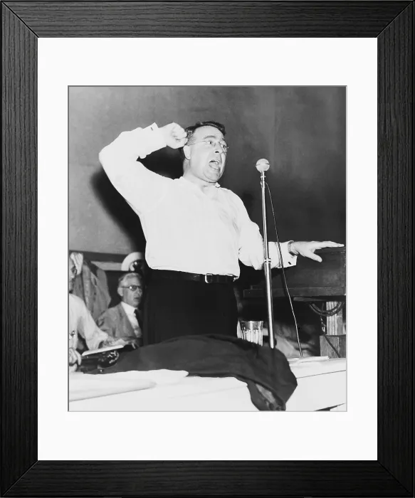 Framed Print : Father Coughlin (1891-1979), radio priest, attacking the Roosevelt administration at the Townsend National Convention, Cleveland, Ohio in 1936