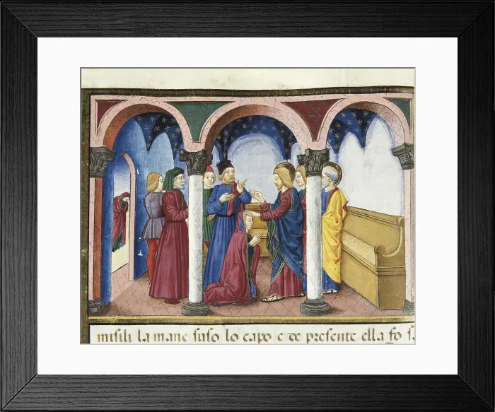Framed Print : DE PREDIS, Cristoforo (1440-1486). Stories of Saint Joachim, Saint Anne, Virgin Mary, Jesus, the Baptist and the End of the World. 1476