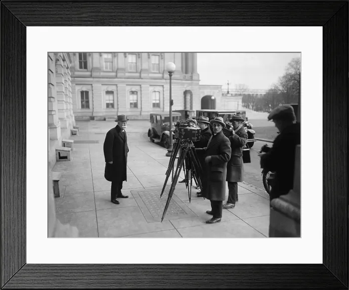 Framed Print : Oliver Wendel Holmes Jr. (1841-1935), Supreme Court Justice, speaks with reporters on his 85th birthday. Mar. 8, 1926