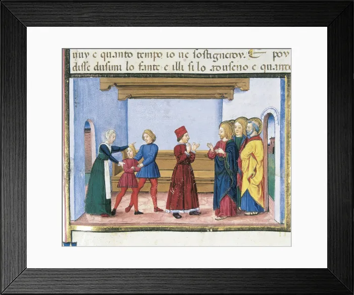 Framed Print : DE PREDIS, Cristoforo (1440-1486). Stories of Saint Joachim, Saint Anne, Virgin Mary, Jesus, the Baptist and the End of the World. 1476