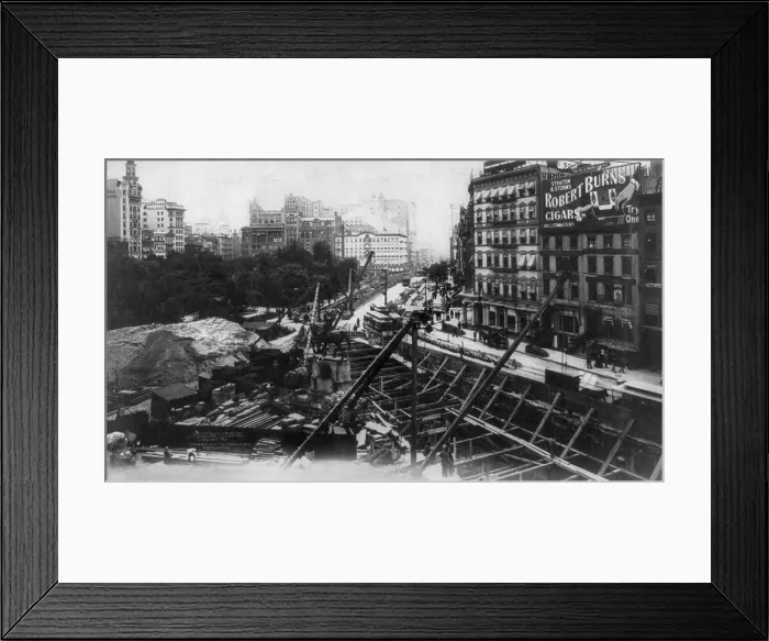 Framed Print : Subway construction, rapid transit construction work at Union Square, New York City, photograph, June 8, 1901