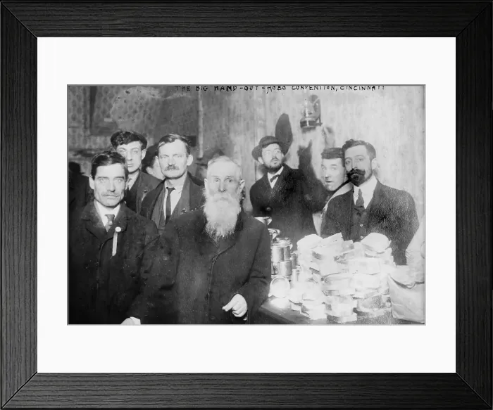 Framed Print : The big hand-out, Hobo Convention, Cincinnati, Ohio, photograph, February 1912