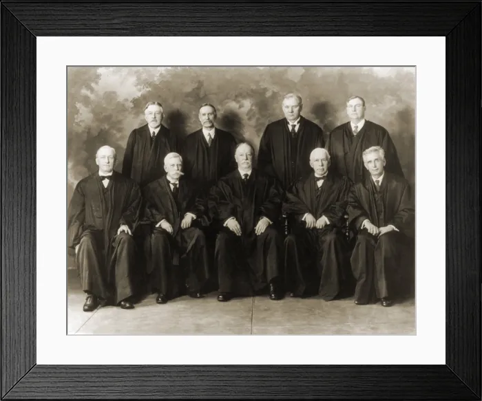 Framed Print : U.S. Supreme Court in 1925. Left to right: McReynolds, Sanford, Holmes, Sutherland, Taft, Butler, Van Devanter, Stone, Brandeis