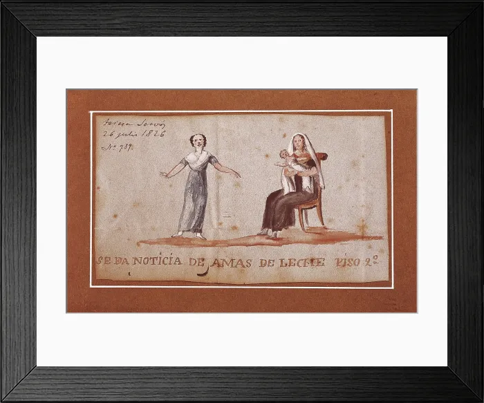 Framed Print : Se da noticia de amas de leche Piso 2. Advertisement of a wet nurse signed by Teresa Servs (BarcelonaJuly 26th1826). SPAIN. Barcelona. Barcelona City History Museum