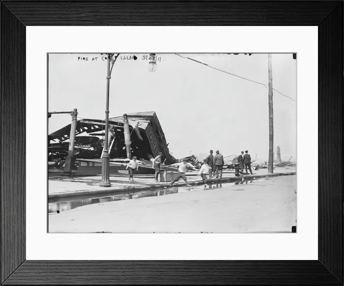 Framed Print : Coney Island, the destruction of Coney Island by fire, New York, photograph, 1911