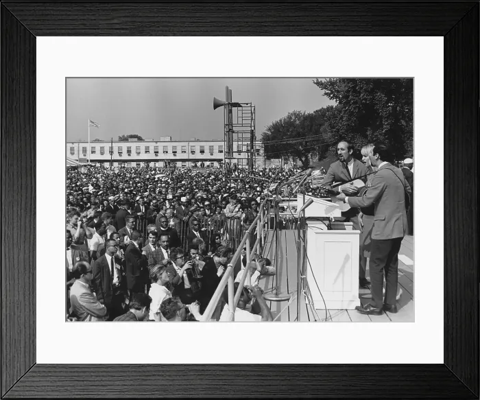 Framed Print : Folk singers Peter, Paul, and Mary performing at the 1963 Civil Rights March on Washington. Aug. 28, 1963 Framed Print : Folk singers Peter, Paul, and Mary performing at the 1963 Civil Rights March on Washington. Aug. 28, 1963