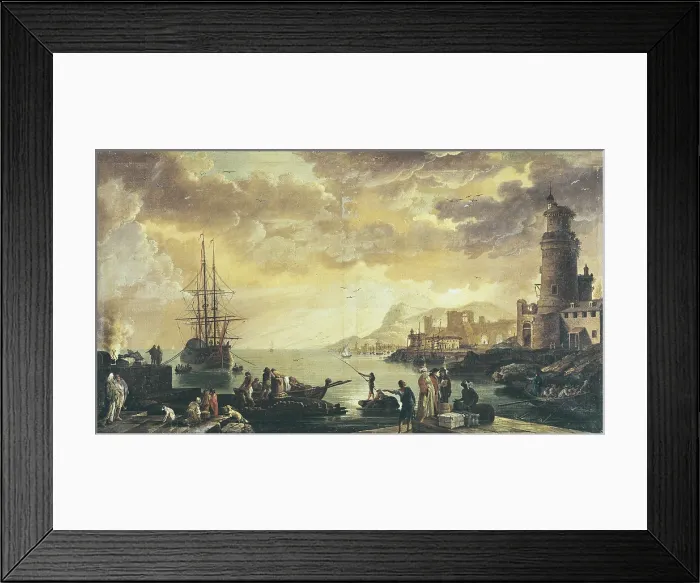 Framed Print : BAYEU Y SUBIAS, Francisco (1734-1795). Seaport. 18th c. Oil on canvas. SPAIN. Valencia. San Pio V Fine Arts Museum. - P