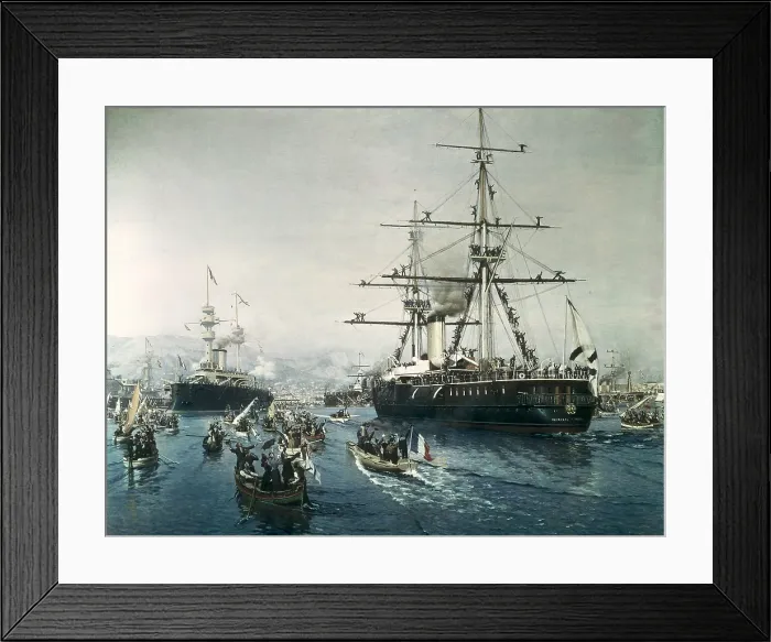 Framed Print : JOBERT, Paul (1863 - 1942). The Russian Squadron in Toulon. 13th October 1893. Oil on canvas. FRANCE. Versailles. National Museum of Versailles