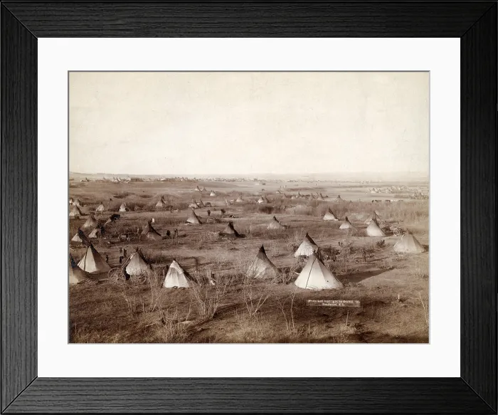 Framed Print : The Great Hostile Camp. Bird's-eye view of a Lakota SIoux camp, probably on or near Pine Ridge Reservation, South Dakota. photo by John C. Grabill, 1891 Framed Print : The Great Hostile Camp. Bird's-eye view of a Lakota SIoux camp, probably on or near Pine Ridge Reservation, South Dakota. photo by John C. Grabill, 1891