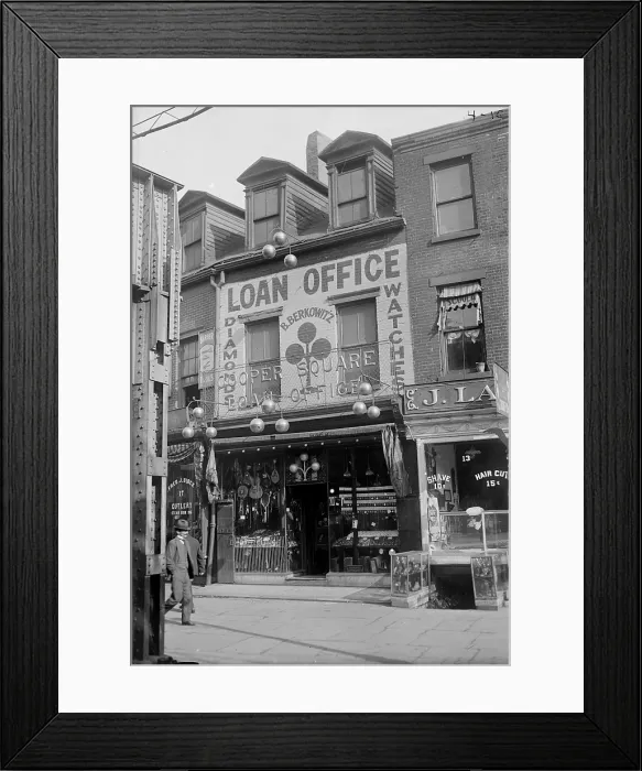 Framed Print : Pawn shop, photograph, 1900s-1930s