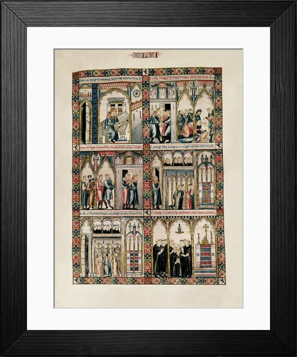 Framed Print : Alfonso X, called 'The Wise' (1221-1284). Cantigas de Santa Maria (Virgin Mary Songs). 13th c. Fol. 156. Gothic art. Miniature Painting. SPAIN