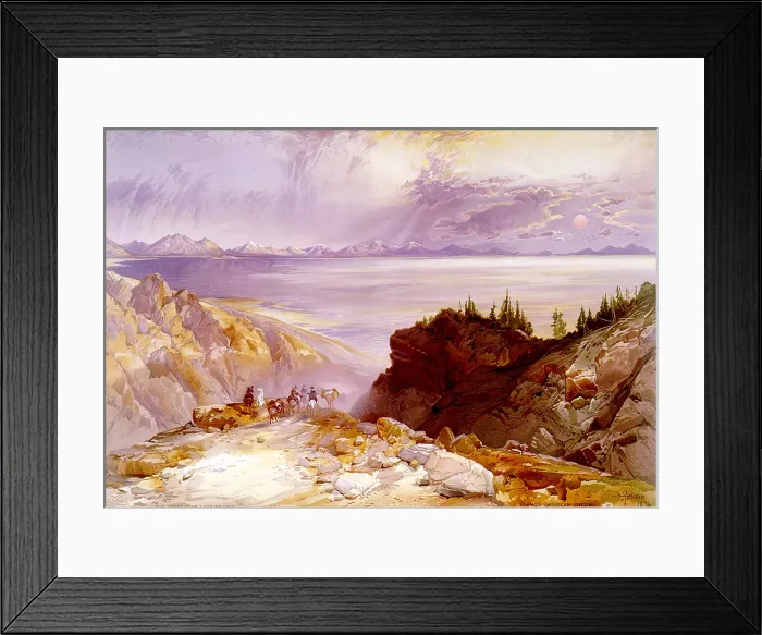 Framed Print : The Great Salt Lake of Utah, color lithograph by T. Moran, 1874