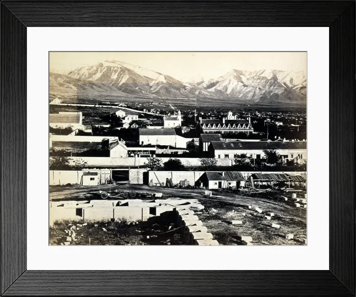 Framed Print : Salt Lake City - Camp Douglas and Wasatch Mountains in the background, albumen print, 1868