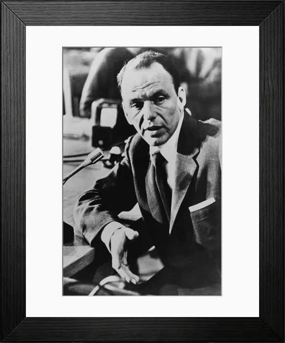 Framed Print : Frank Sinatra (1915-1998), giving testimony to a Senate Committee concerning links between tabloid magazines and private detectives