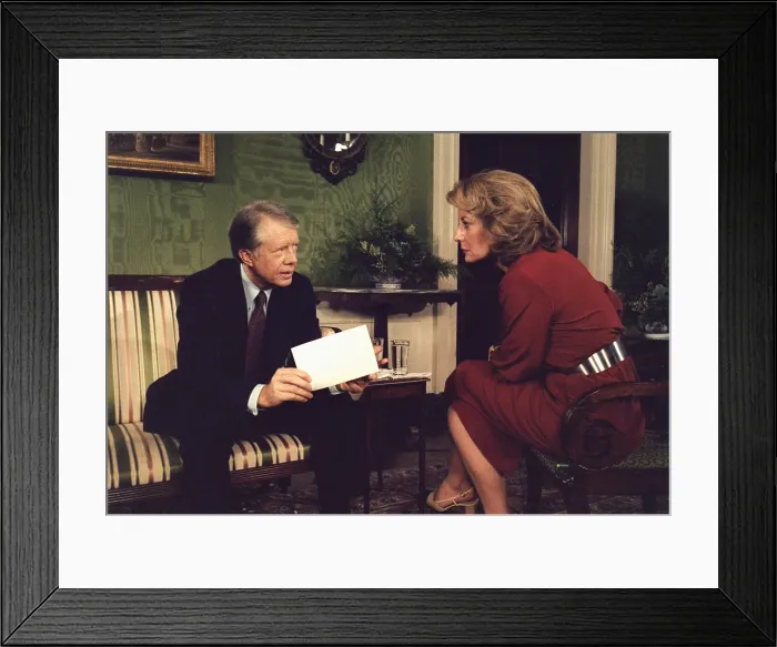 Framed Print : Barbara Walters interviewing President Jimmy Carter in the White House Green Room on Dec. 28 1977 Framed Print : Barbara Walters interviewing President Jimmy Carter in the White House Green Room on Dec. 28 1977