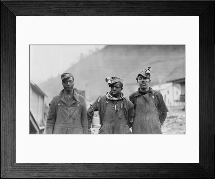 Framed Print : Three coal miners of the Lorain Coal & Dock Company, Lorado, West Virginia, 1918