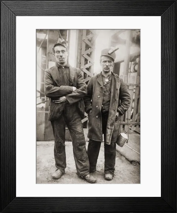 Framed Print : Two miners leaving entrance of coal mine near Scranton, Pennsylvania April 1912