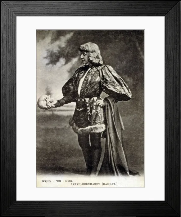 Framed Print : Sarah Bernhardt (1844-1923), French actress, in role of Shakespeare's Hamlet. 1887 Framed Print : Sarah Bernhardt (1844-1923), French actress, in role of Shakespeare's Hamlet. 1887