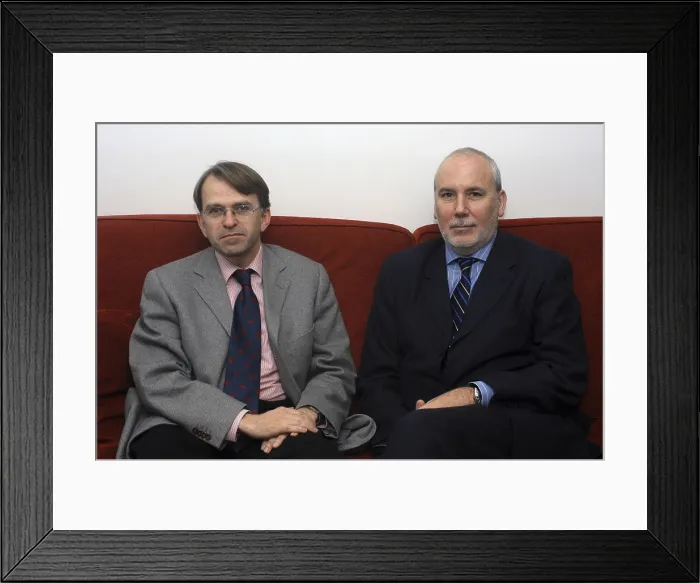 Framed Print : Josep Playa (left) and Mrius Carol (2004).. Oscar Elias / AISA / Everett Collection (184172)**US SALES ONLY** Framed Print : Josep Playa (left) and Mrius Carol (2004).. Oscar Elias / AISA / Everett Collection (184172)**US SALES ONLY**